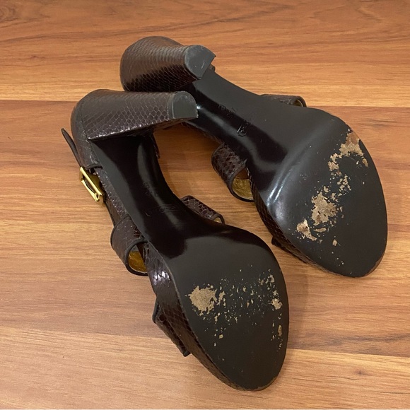 COACH “Ivanah” Python Leather Chestnut Brown High Heels Sandals Size 7.5B - Picture 7 of 16